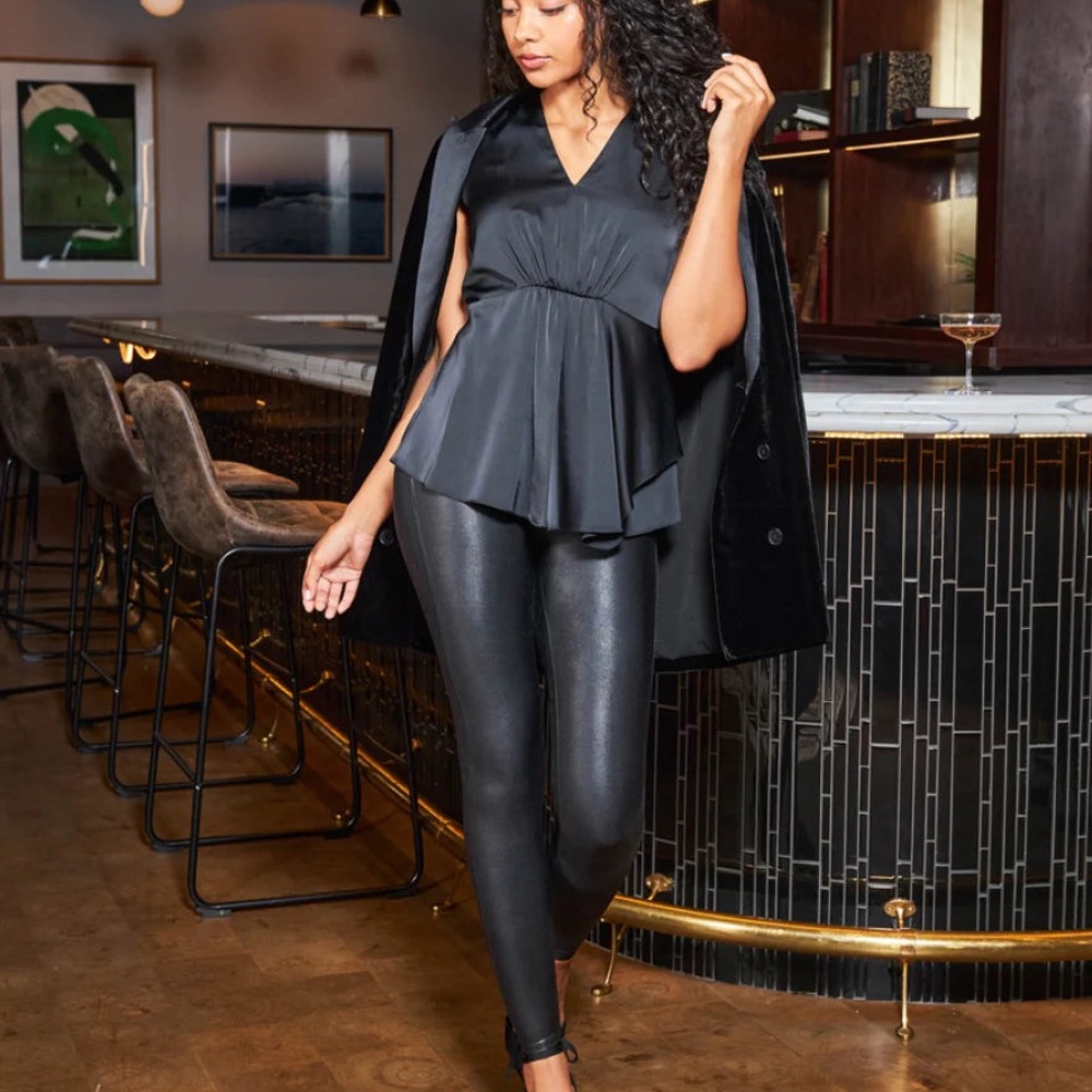 SPANX Black Faux Leather Leggings